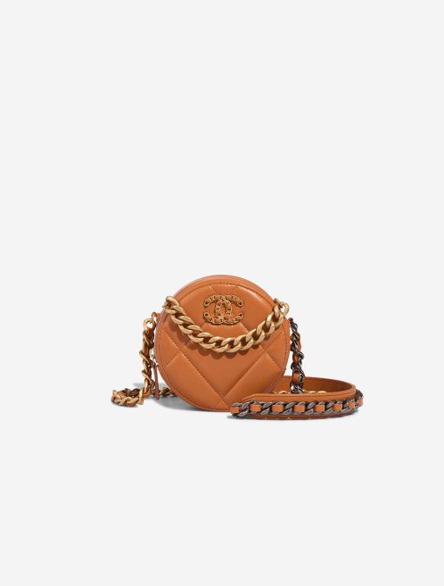 Chanel 19 Round Clutch Lamb Brown Front | Sell your designer bag