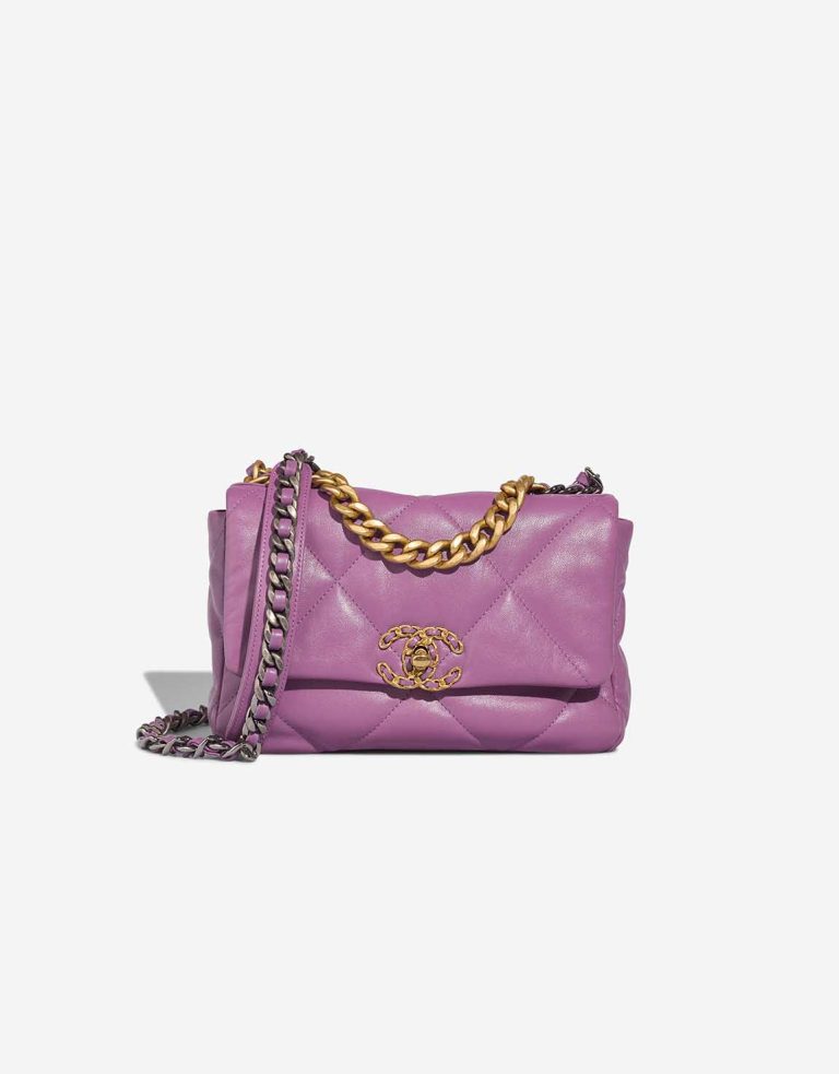 Chanel 19 Flap Bag Lamb Violet Front | Sell your designer bag