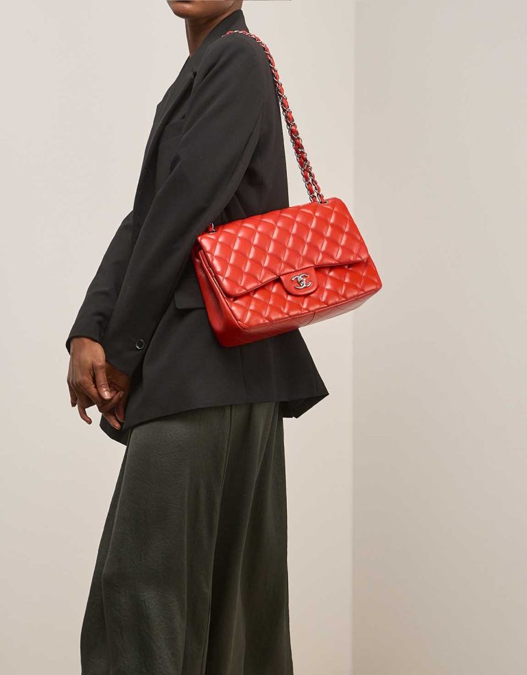 Chanel Timeless Jumbo Lamb Red Front | Sell your designer bag