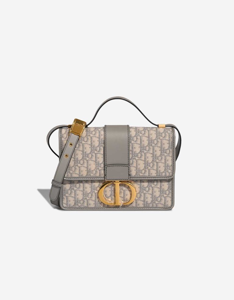 Dior 30 Montaigne Canvas / Kalbsleder Hellgrau Front | Verkaufen Sie Ihre Designer-Tasche