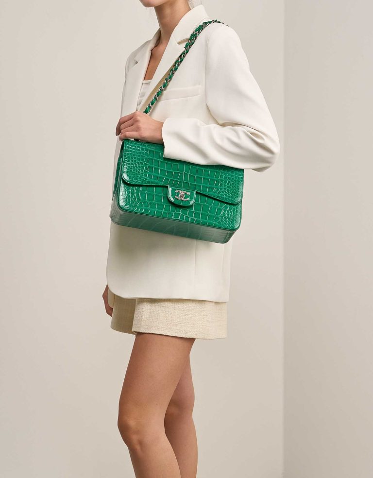 Chanel Timeless Jumbo Alligator Mississippi Emerald Front | Sell your designer bag