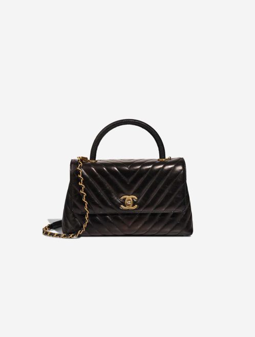 Chanel Timeless Handle Medium Lamb / Lizard Black Front | Sell your designer bag