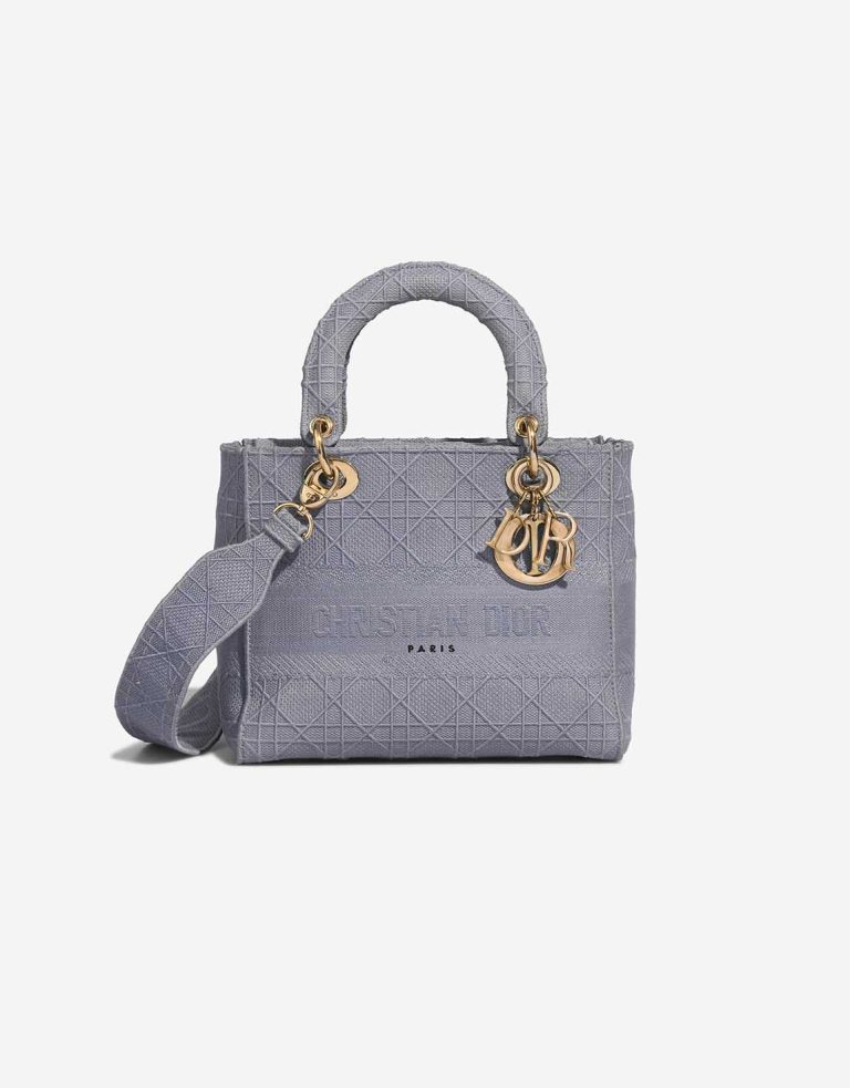 Dior Lady D-Lite Medium Canvas Blue Front | Verkaufen Sie Ihre Designer-Tasche