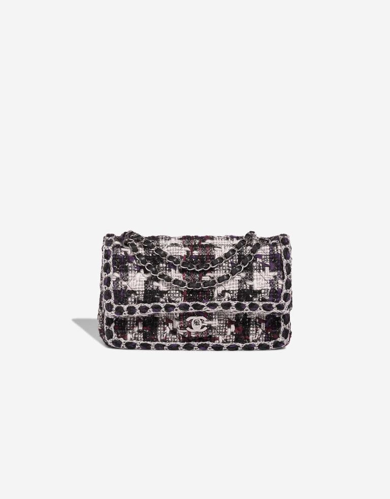 Chanel Timeless Medium Tweed Black / White / Purple Front | Sell your designer bag