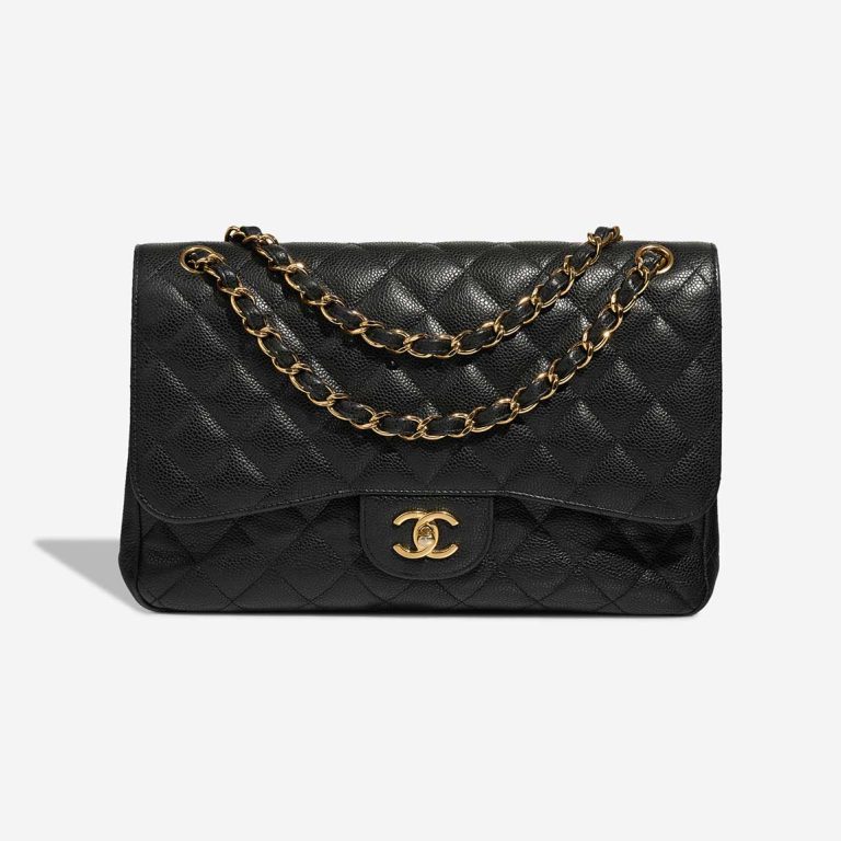 Chanel Timeless Jumbo Veau Grainé Noir Front | Vendez votre sac de créateur