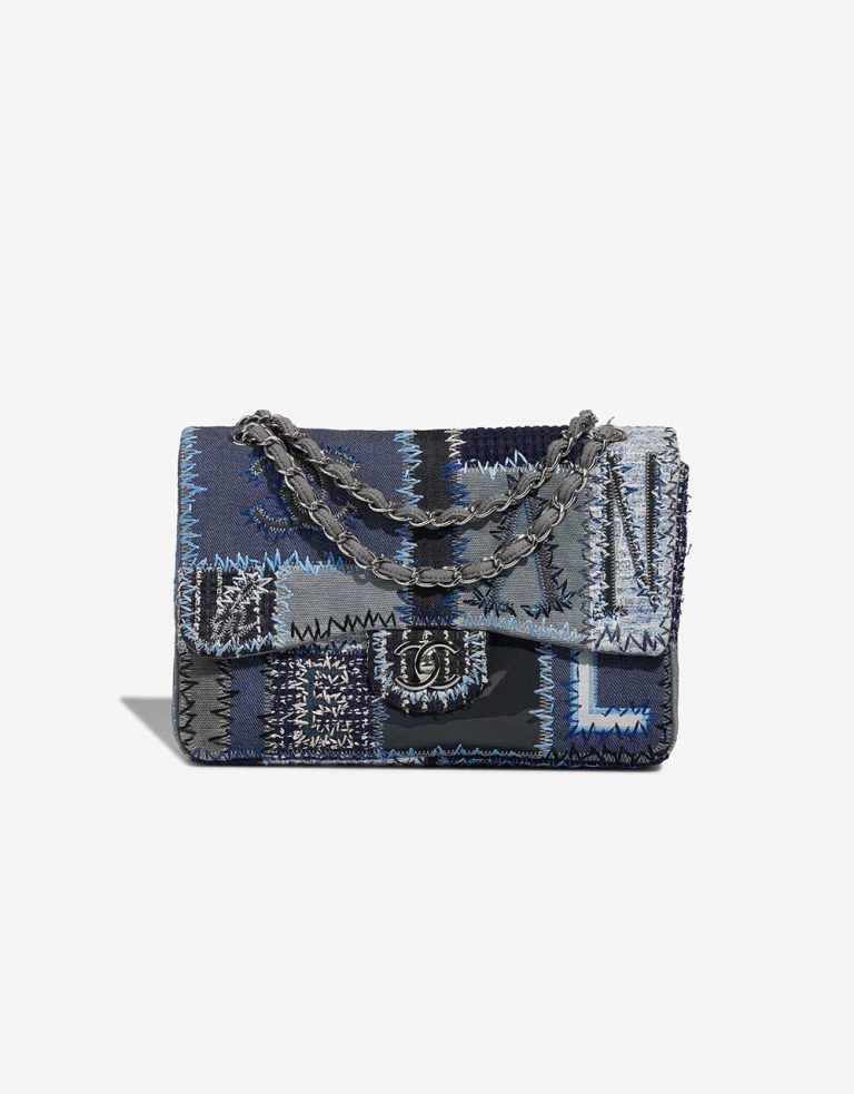 Chanel Timeless Jumbo Fabric / Denim Blue Front | Sell your designer bag