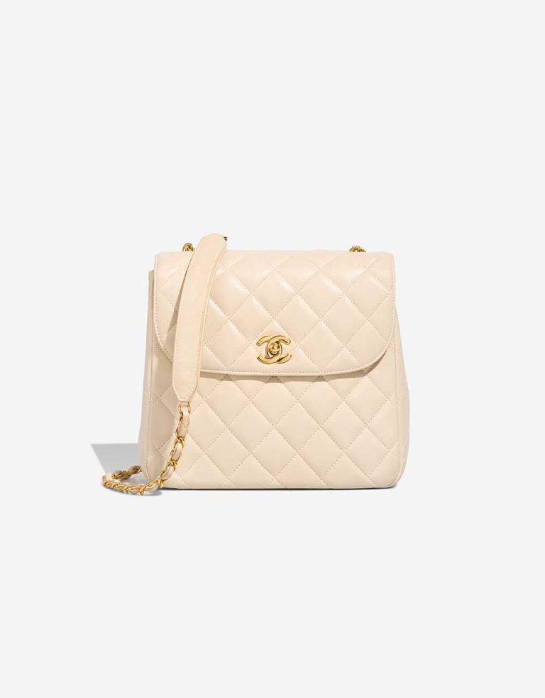 Chanel Flap Bag Medium Lamb Cream Front | Sell your designer bag