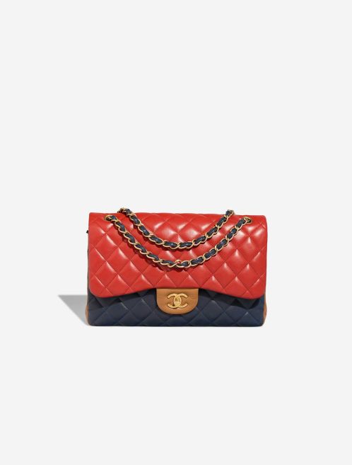 Chanel Timeless Jumbo Lamb Blue / Red / Brown Front | Sell your designer bag