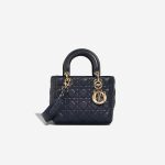 Dior Lady Small Lammleder Dunkelblau Front | Verkaufen Sie Ihre Designer-Tasche