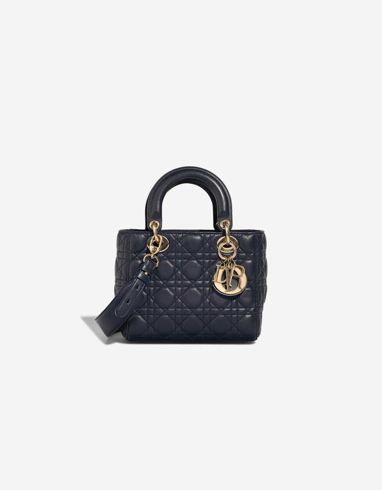 Dior Lady Small Lamb Dark Blue Front | Sell your designer bag