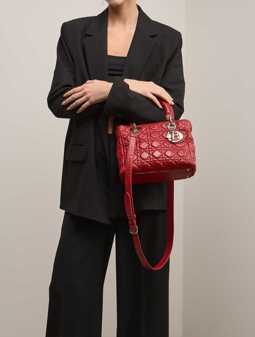 Dior Lady Medium Calf Red on Model | Sell your designer bag