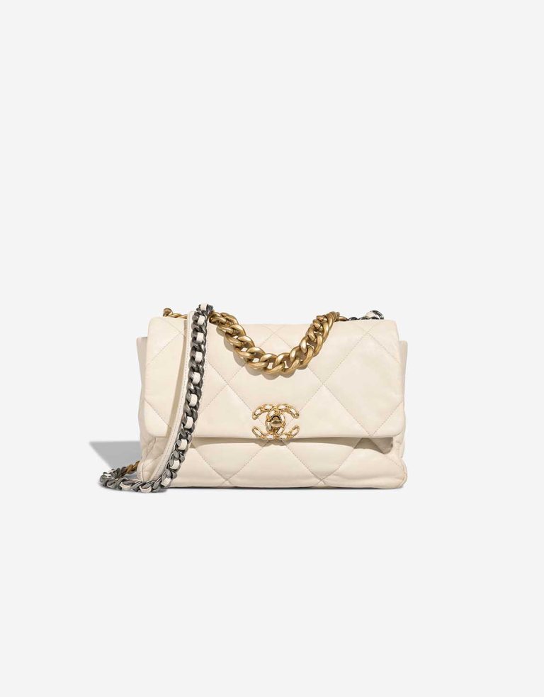 Chanel 19 Large Lamb White Front | Vendez votre sac de créateur