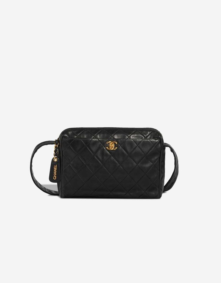 Chanel Kameratasche Lammleder Schwarz Front | Verkaufen Sie Ihre Designer-Tasche