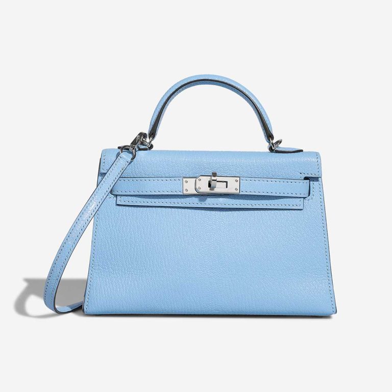 Hermès Kelly Mini Chèvre Mysore Bleu Céleste Front | Sell your designer bag