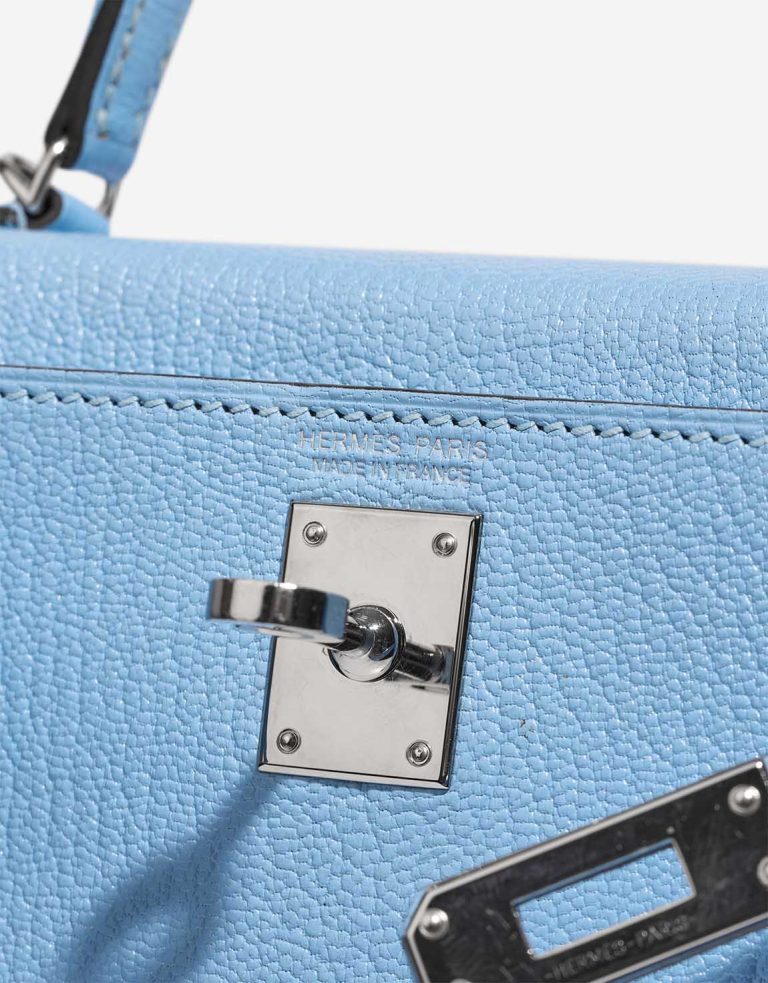 Hermès Kelly Mini Chèvre Mysore Bleu Céleste Logo | Sell your designer bag