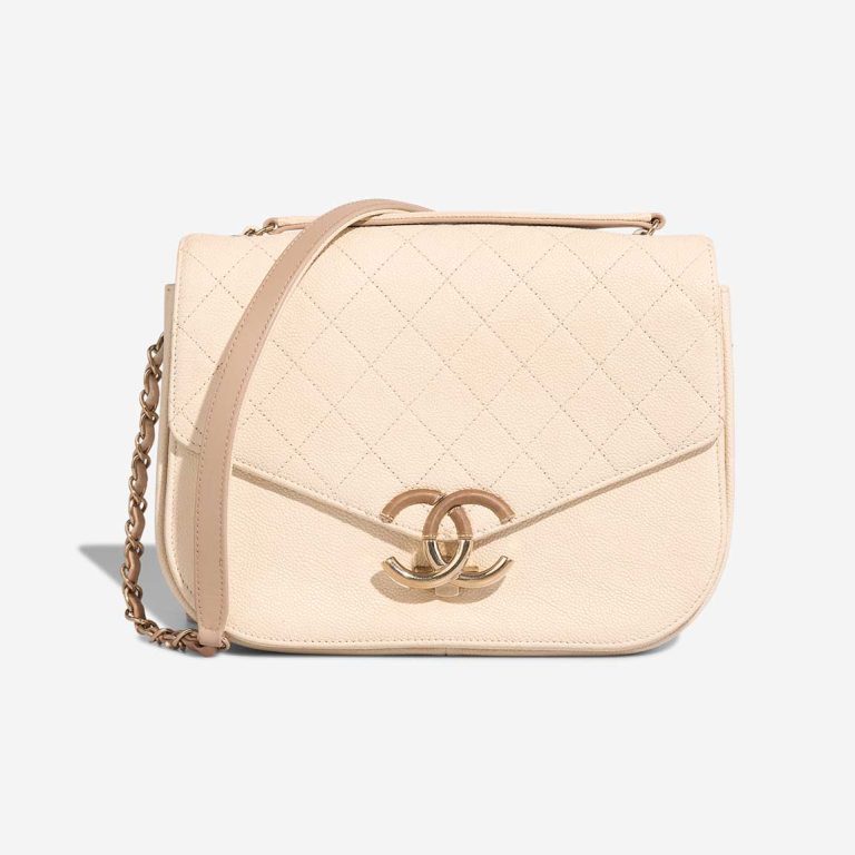 Chanel à rabat Bag Caviar Cream Front | Vendez votre sac de créateur