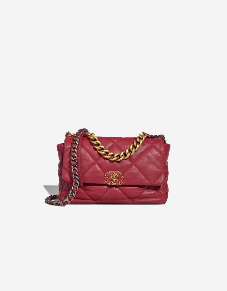 Chanel 19 Flap Bag Large Lammleder Dark Red Front | Verkaufen Sie Ihre Designer-Tasche