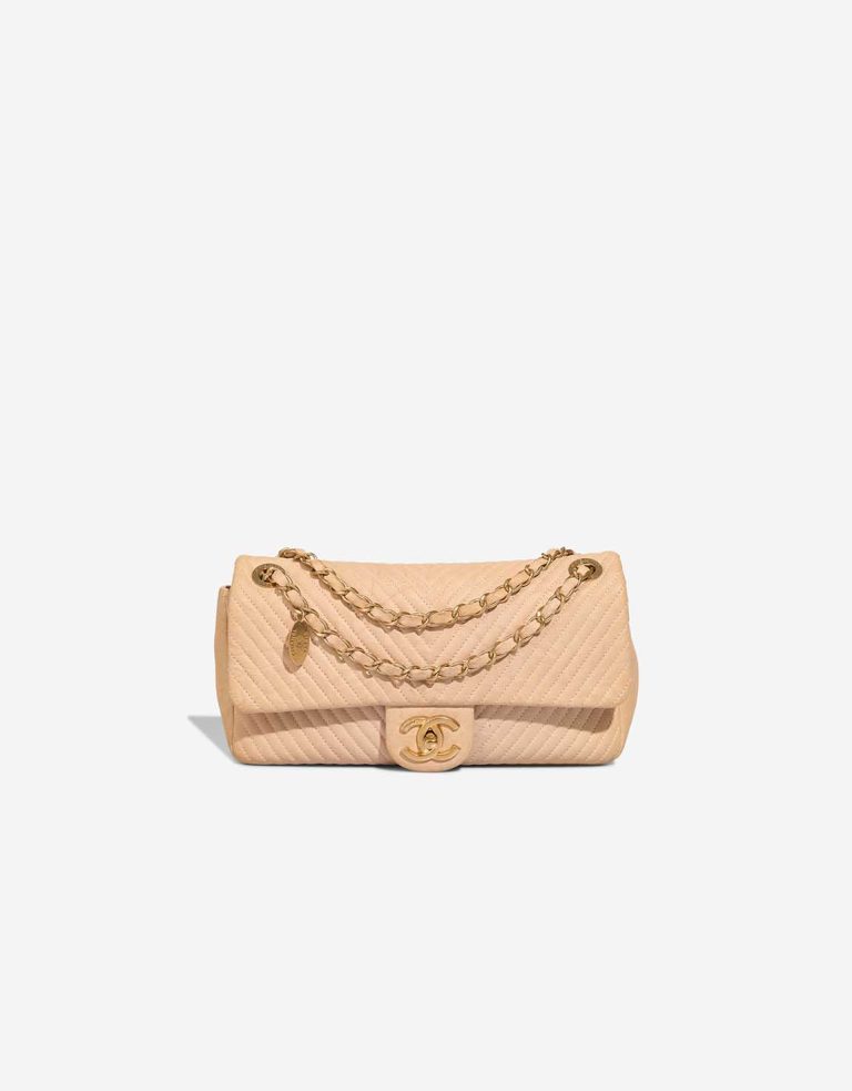 Chanel Timeless Medium Crinkled Calf Beige Front | Sell your designer bag