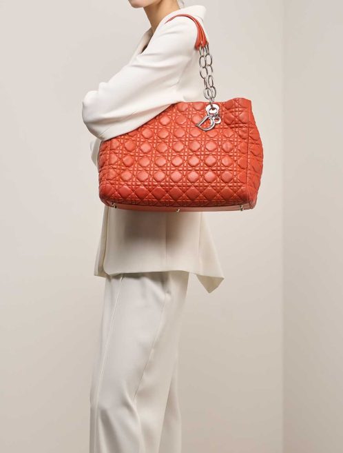 Dior Shopper Large Lamb Red on Model | Sell your designer bag