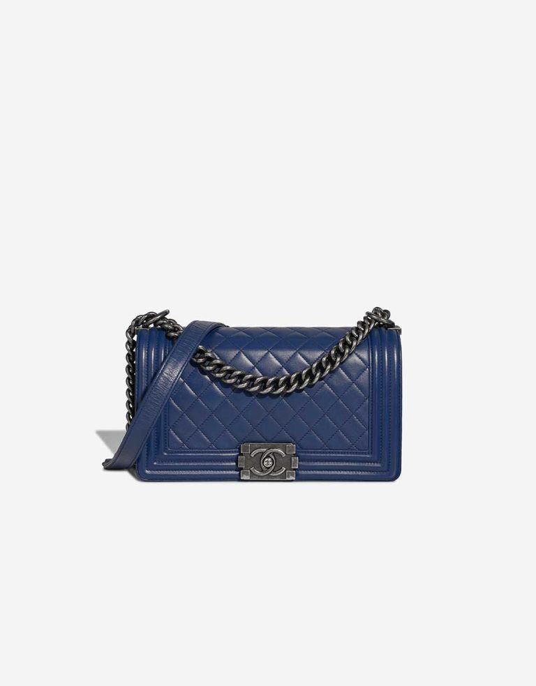 Chanel Boy Medium Lamb Blue Front | Sell your designer bag