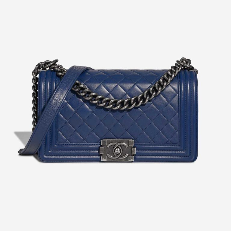 Chanel Boy Medium Lamb Blue Front | Vendez votre sac de créateur