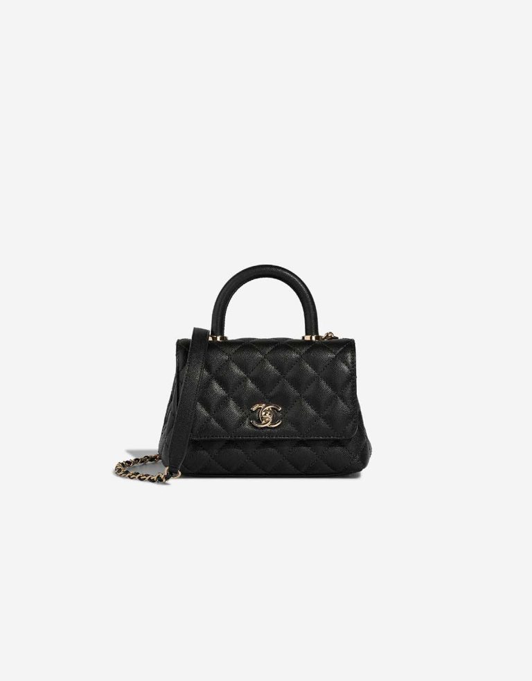 Chanel Timeless Griff Mini Quadrat Caviar-Leder Black Front | Verkaufen Sie Ihre Designertasche