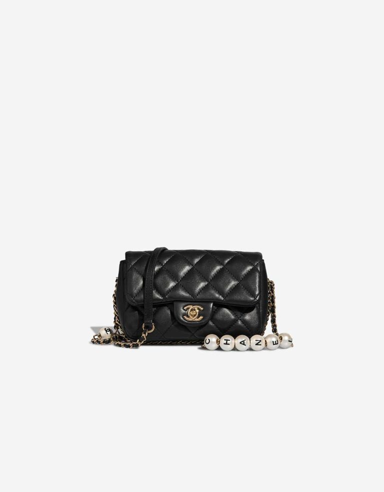 Mini sac à main rectangulaire Chanel Chain Around en agneau noir | Vendez votre sac de créateur