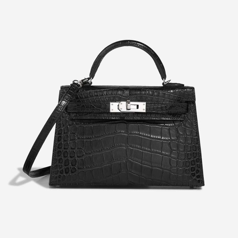 Hermès Kelly Mini Matte Alligator Schwarz Front | Verkaufen Sie Ihre Designer-Tasche