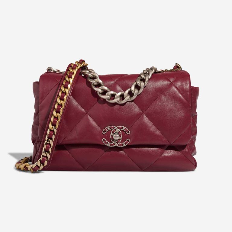 Chanel 19 Flap Bag Large Lammleder Burgundy Front | Verkaufen Sie Ihre Designer-Tasche