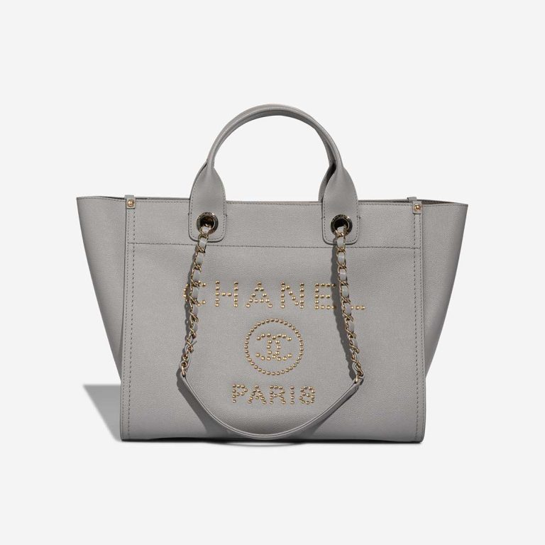 Chanel Deauville Medium Calf Grey Front | Sell your designer bag