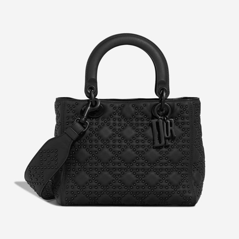 Dior Lady Medium Lamb Black Front | Sell your designer bag