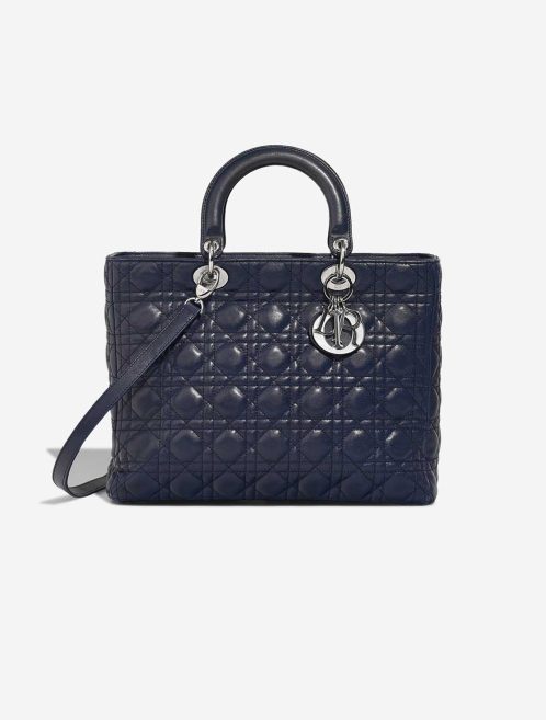 Dior Lady Large Lamb Blue Front | Sell your designer bag