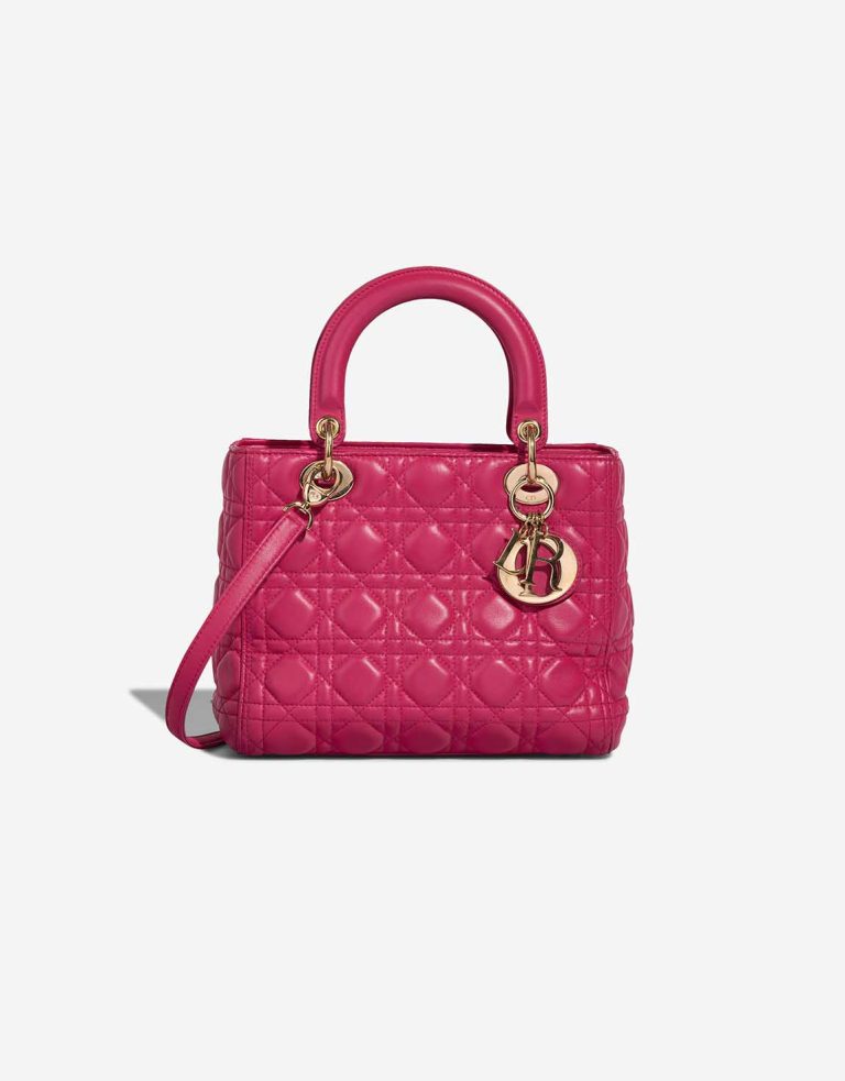 Dior Lady Medium Lambskin Pink Front | Sell your designer bag