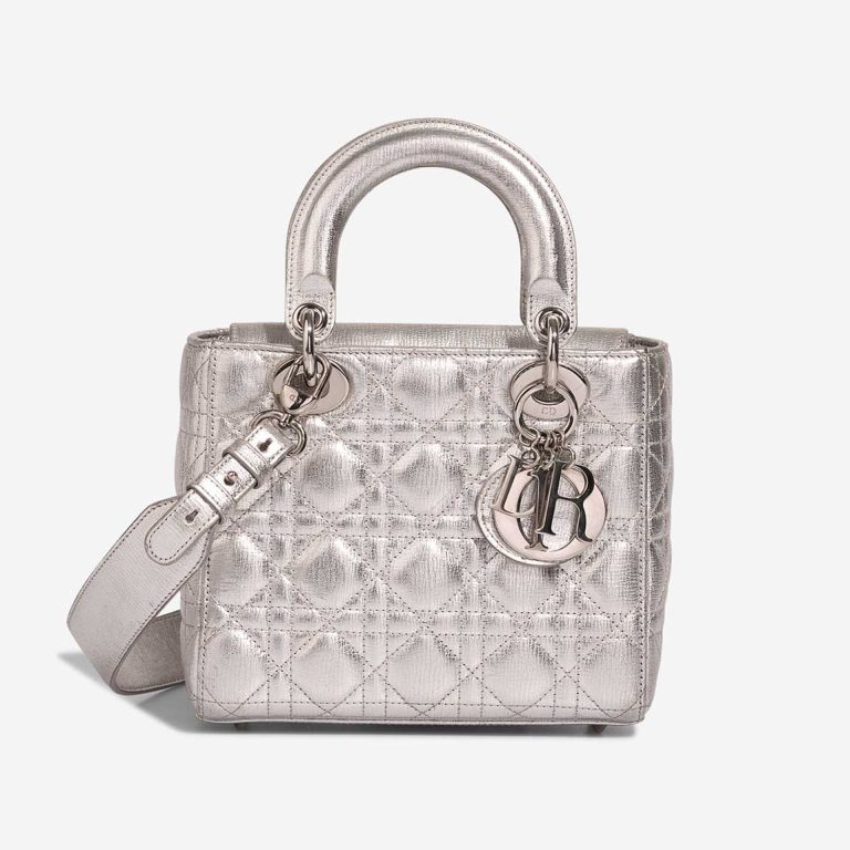 Dior Lady Small Kalbsleder Silber Front | Verkaufen Sie Ihre Designertasche