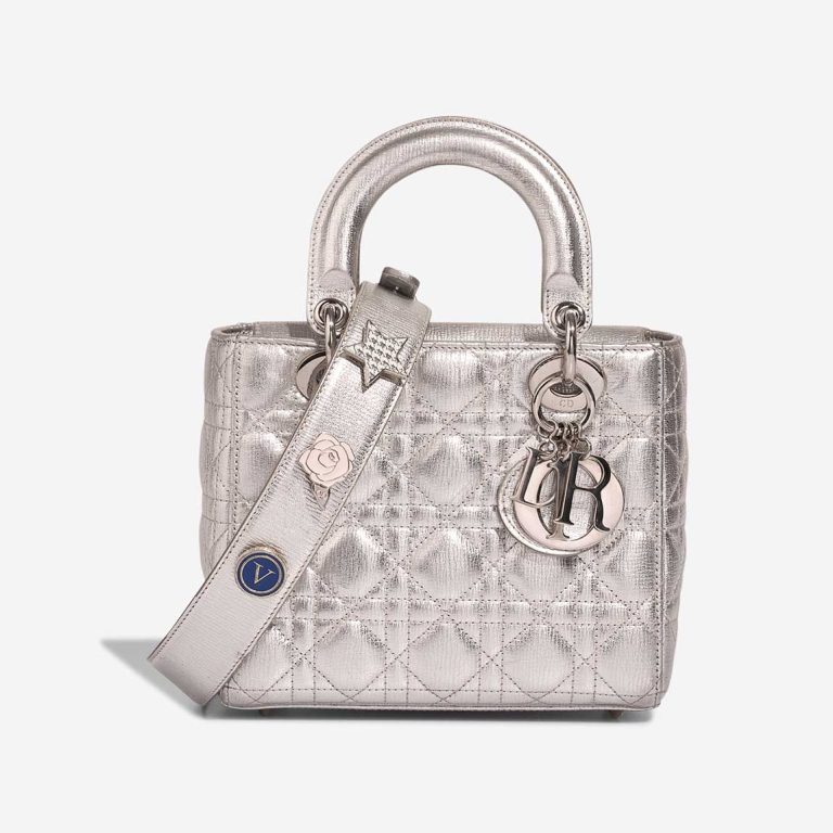 Dior Lady Small Kalbsleder Silber Front | Verkaufen Sie Ihre Designertasche