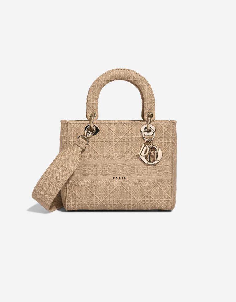 Dior Lady D-Lite Medium Canvas Beige Front | Sell your designer bag