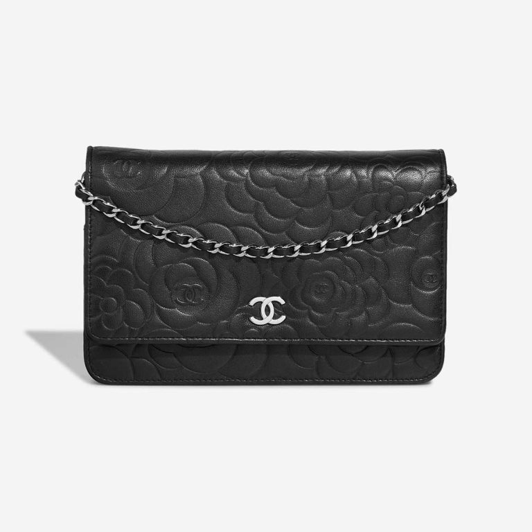 Chanel Wallet On Chain Camellia Lamb Black Front | Sell your designer bag