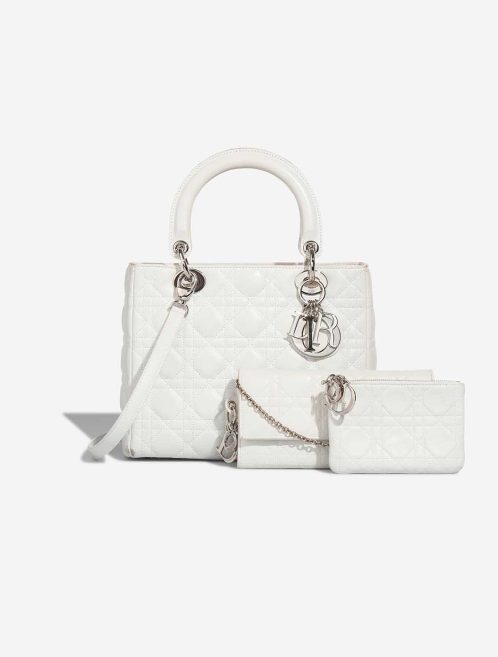 Dior Lady Medium Lamb White Front | Sell your designer bag