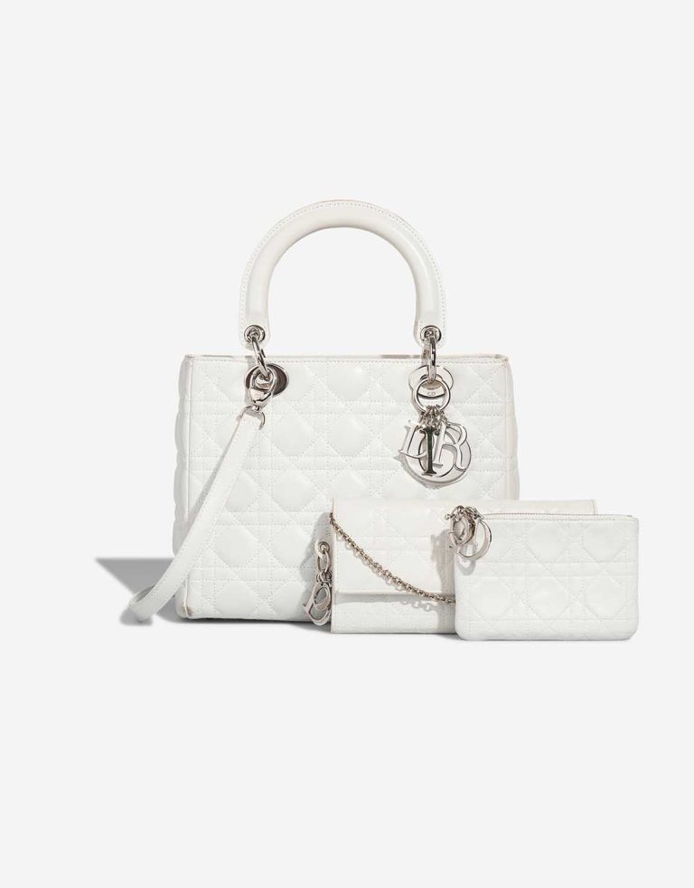 Dior Lady Medium Lamb White Front | Sell your designer bag