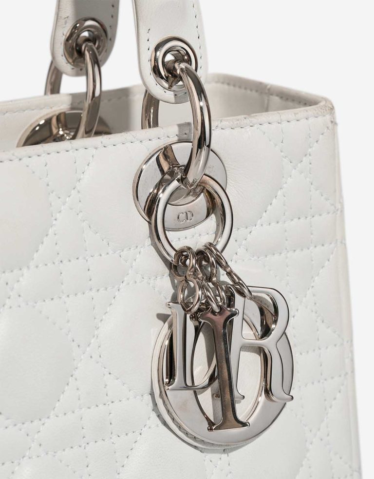 Dior Lady Medium Lamb White Front | Sell your designer bag