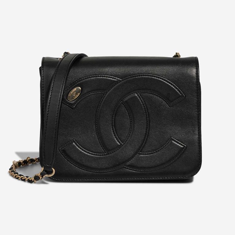 Chanel Mania Flap Bag Lammleder  / Denim Black Front | Verkaufen Sie Ihre Designer-Tasche