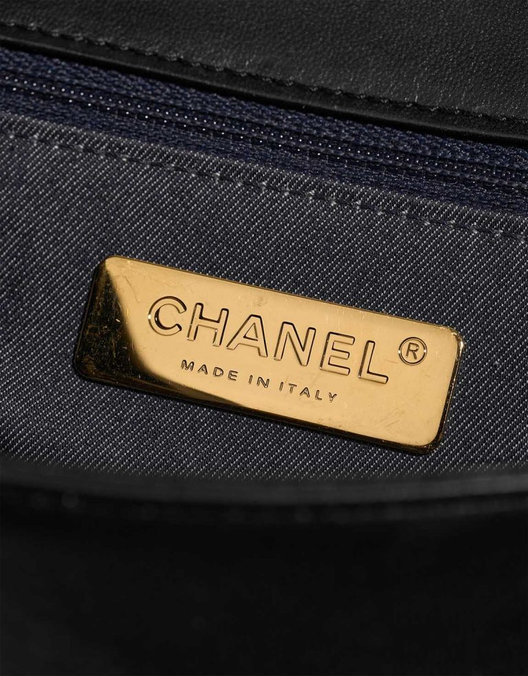 Chanel Mania Flap Bag Lammleder  / Denim Black Logo | Verkaufen Sie Ihre Designer-Tasche