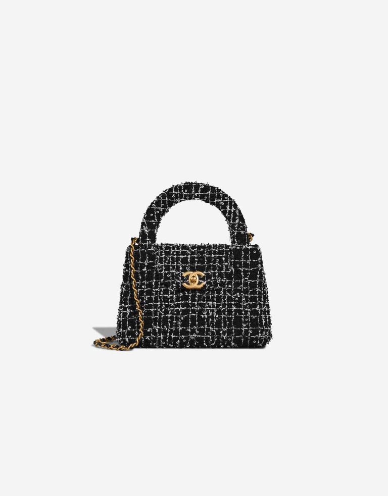 Chanel Kelly Medium Tweed Black / White Front | Sell your designer bag