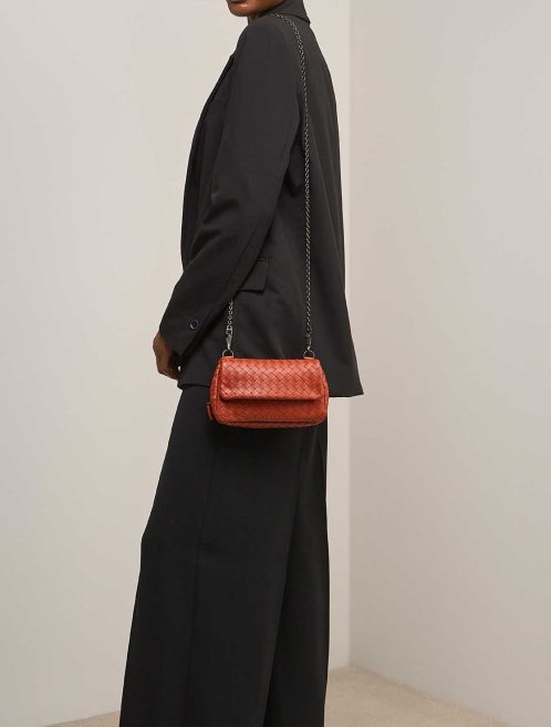 Bottega Veneta Olimpia Lamb Orange on Model | Sell your designer bag