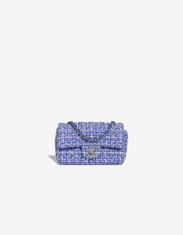 Chanel Timeless Mini Rectangular Tweed Blue / White Front | Sell your designer bag