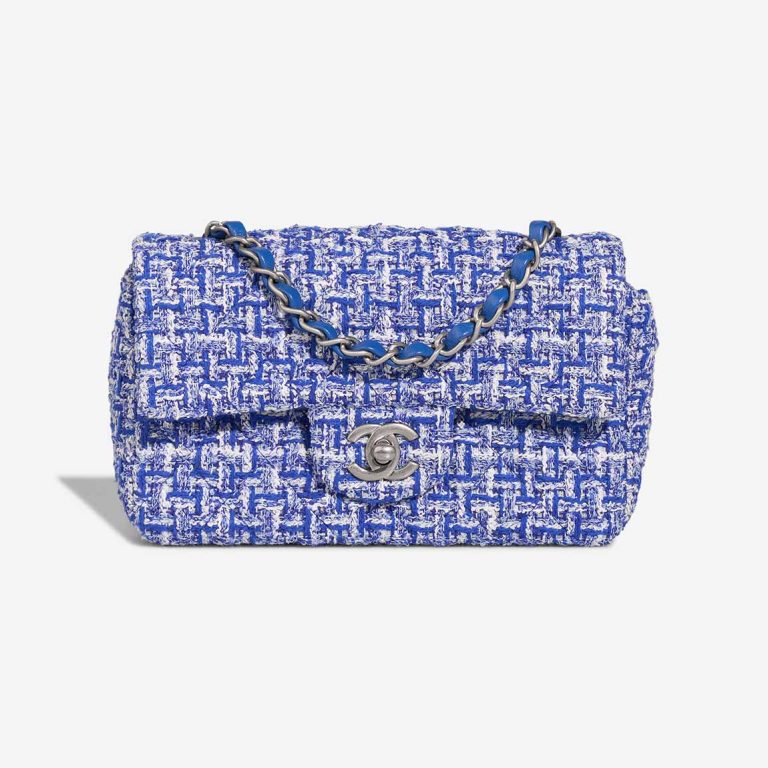 Chanel Timeless Mini Rectangular Tweed Blue / White Front | Sell your designer bag