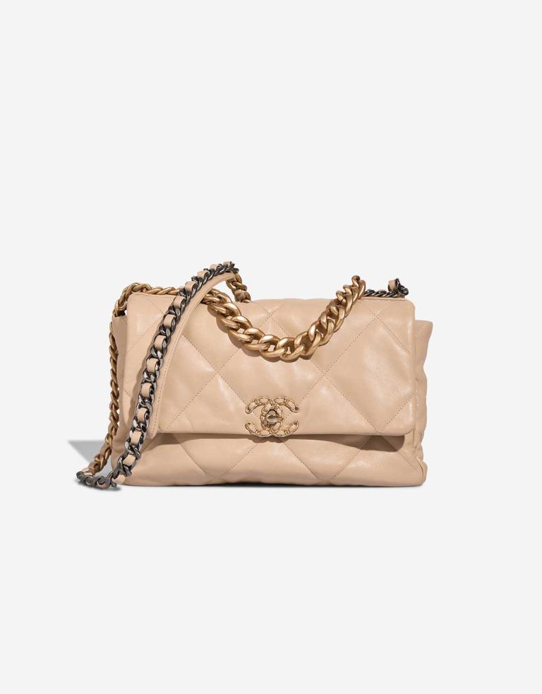 Chanel 19 Large Flap Bag Lamb Beige Front | Sell your designer bag