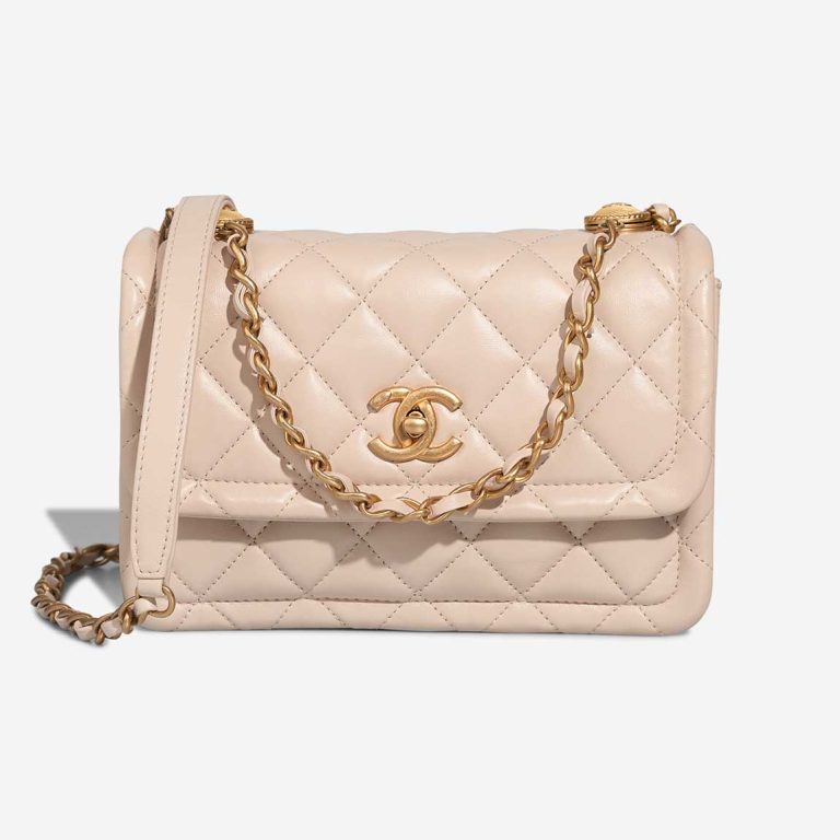 Chanel Timeless Flap Bag Small Lamb Off White Front | Sell your designer bag