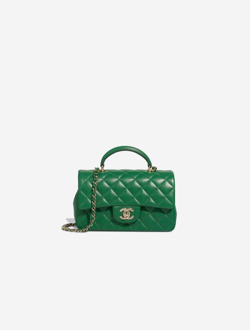 Chanel Timeless Handle Mini Rectangular Lamb Green Front | Sell your designer bag