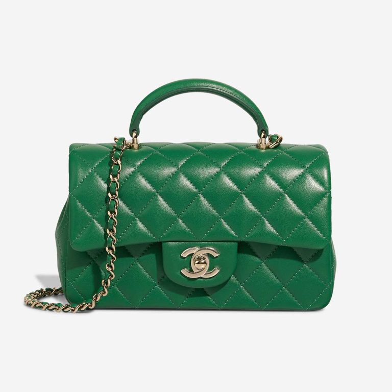 Chanel Timeless Handle Mini Rectangular Lamb Green Front | Vendez votre sac de créateur